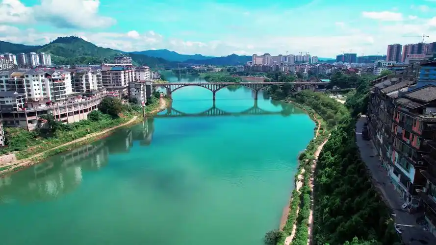 4k广西三江县城少数民族侗族县城建筑景区风光航拍