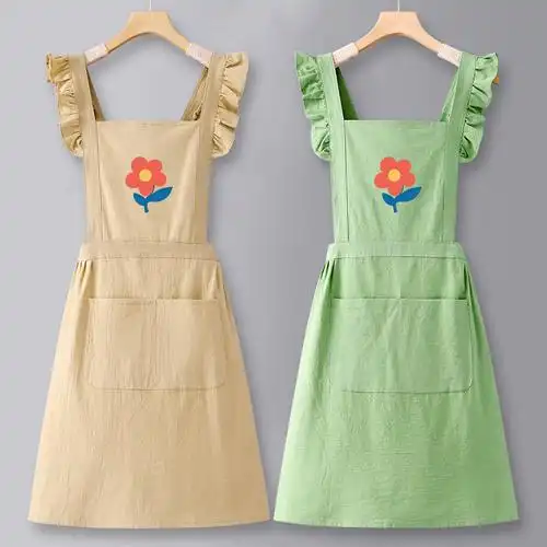 夏天薄款围裙纯棉做饭2023新款可爱爱定制logo围裙