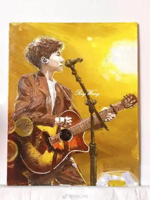 [王源][分享]170914 油画版四周年吉他源 自带气场光芒万丈