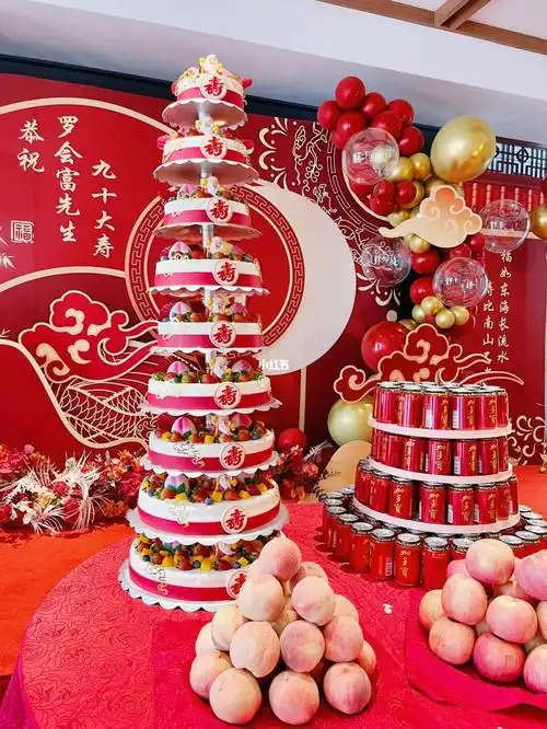 南昌气球派对布置  #南昌寿宴布置  #90大寿蛋糕  #90岁老人寿宴布置