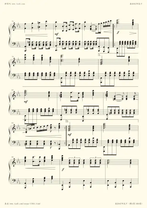 钢琴谱:在灿烂阳光下