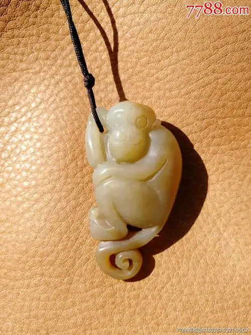 玉器天然和田糖玉雕如意猴子挂坠挂件吊坠