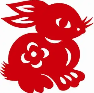 电子版jz兔3简单生肖新年剪纸刻纸白描画稿图案 现代装饰画素材