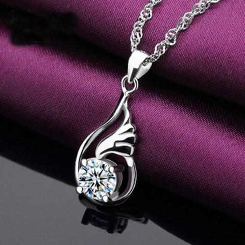 包邮简约气质925银项链女款羽翼吊坠锁骨链日韩短款夏季配饰百搭