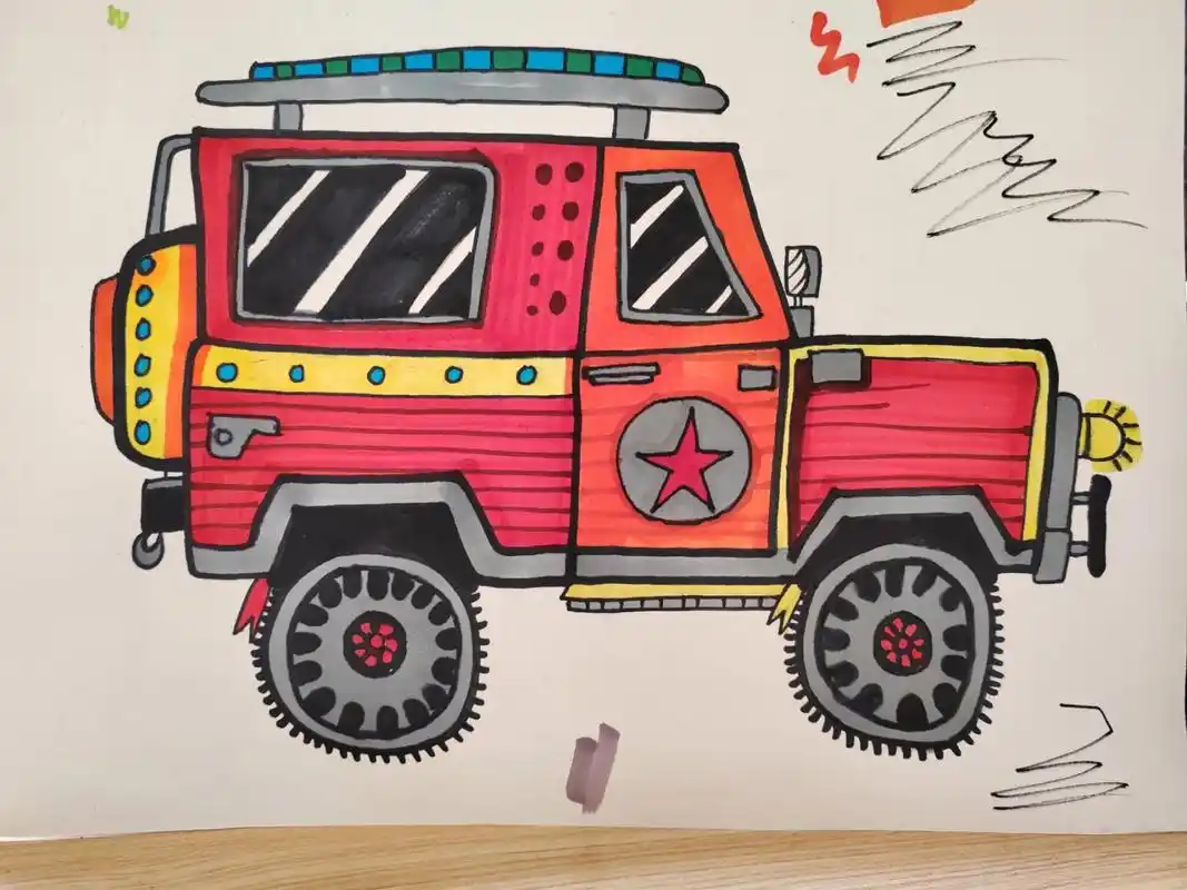 《汽车》儿童画 汽车创意美术