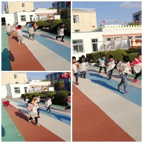 我们还用纸玩了好多游戏,最最喜欢的就是顶着报纸迎风跑了,看我们