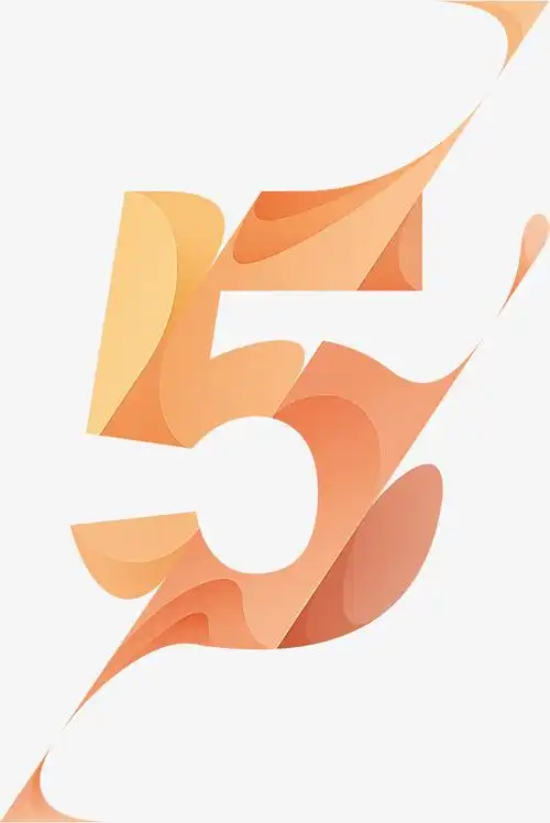 创意金属质感金色描边倒计时数字5