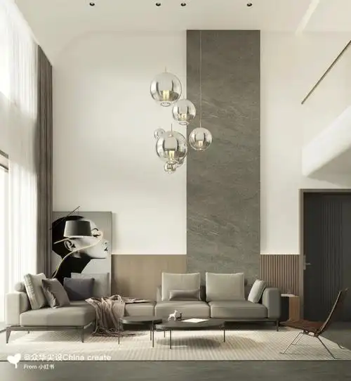 93简约里不失内容05客厅墙面用艺术画和整块稍带纹路的酸洗面石材