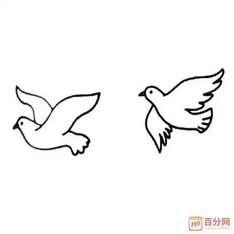 小男孩放飞鸽子的简笔画