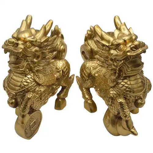 麒麟摆件德缘居铜铜钱葫芦财富一对家居家居装饰摆件