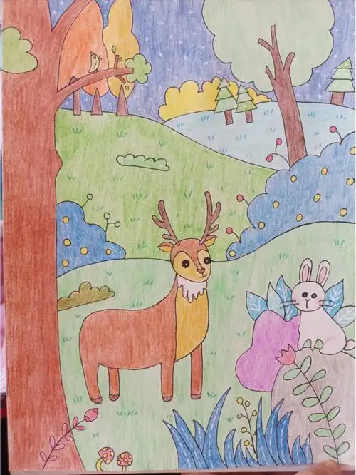 美丽的森林场景画