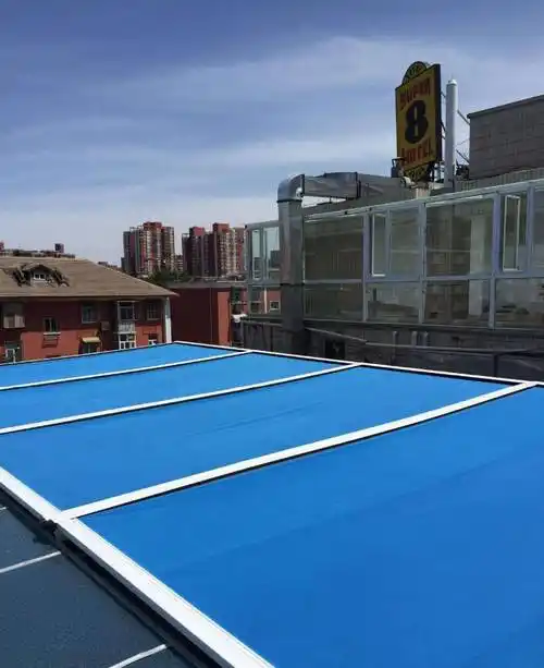 烟台天棚帘蓬莱商场电动天幕帘室内电动遮阳帘效果好