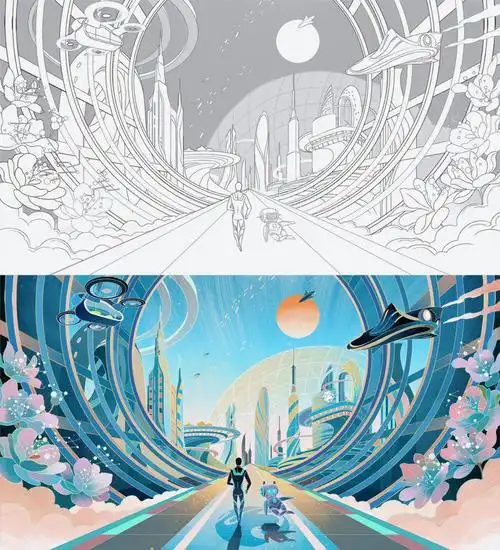 原创线性插画丨未来愿景