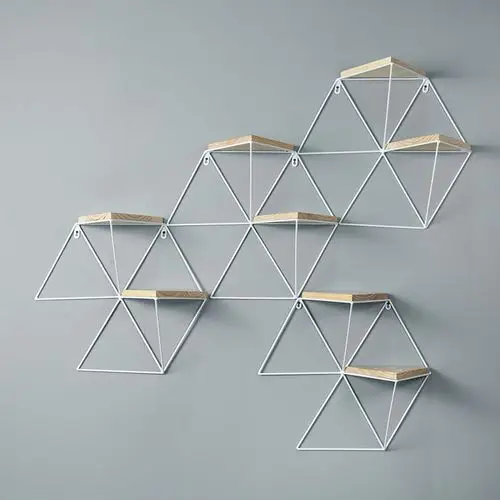 墙上架子ins北欧装饰创意格子简约墙壁木头架子