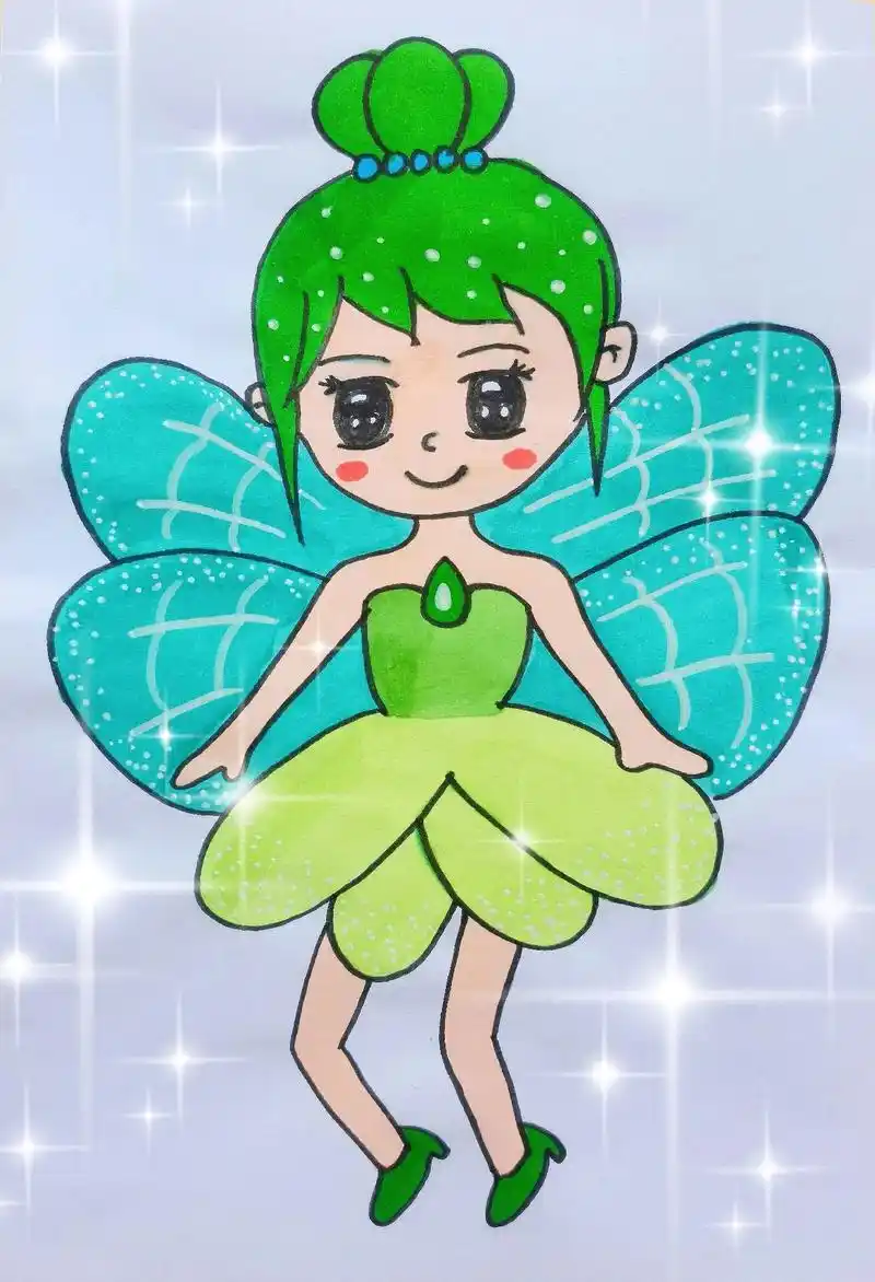 花仙子儿童简笔画,森林里飞出来的可爱小仙子 - 抖音