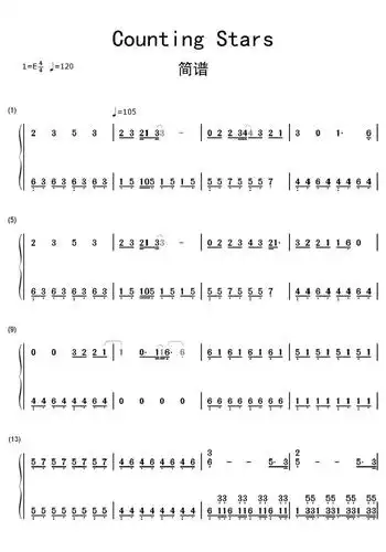 countingstars简谱乐谱