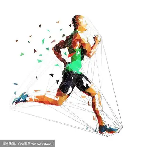 几何形状,田径运动员,低的,绘画插图,短跑