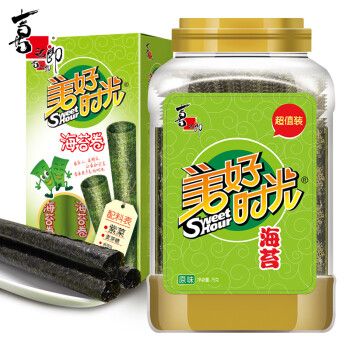 喜之郎美好时光海苔75g桶装大片海苔即食儿童零食紫菜 【桶装约100片