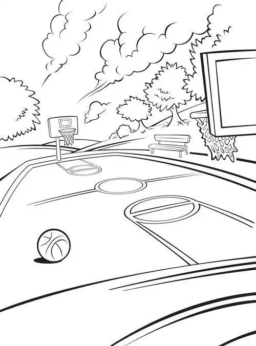 篮球场背景简笔画