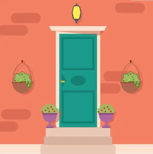 绘画插图,矢量,正门,扁平化设计,门口正版矢量图素材下载