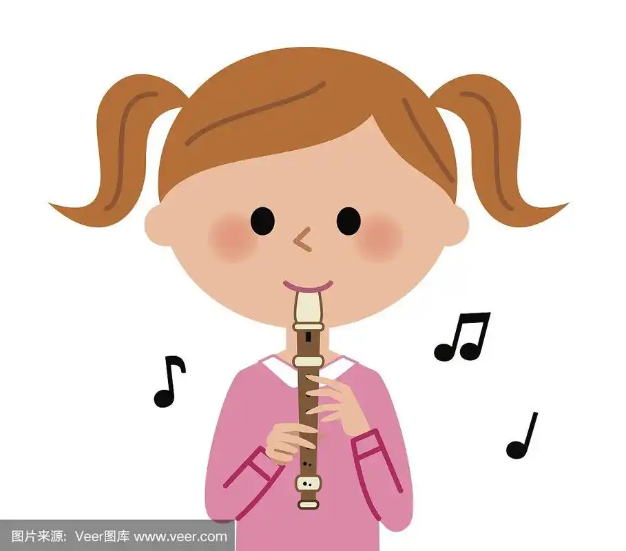 竖笛,女孩,口哨,小学生,女儿