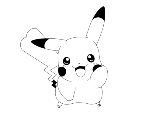 各种造型的皮卡丘简笔画线图