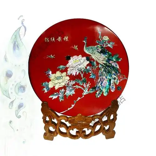 2022新品扬州漆器彩螺钿扬州风光28圆摆件纯手工艺品旅游商务文化礼品