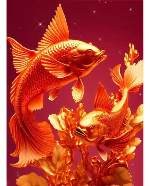 红色的鲤锦,祝你新年新气象发财,祝你万事大吉.