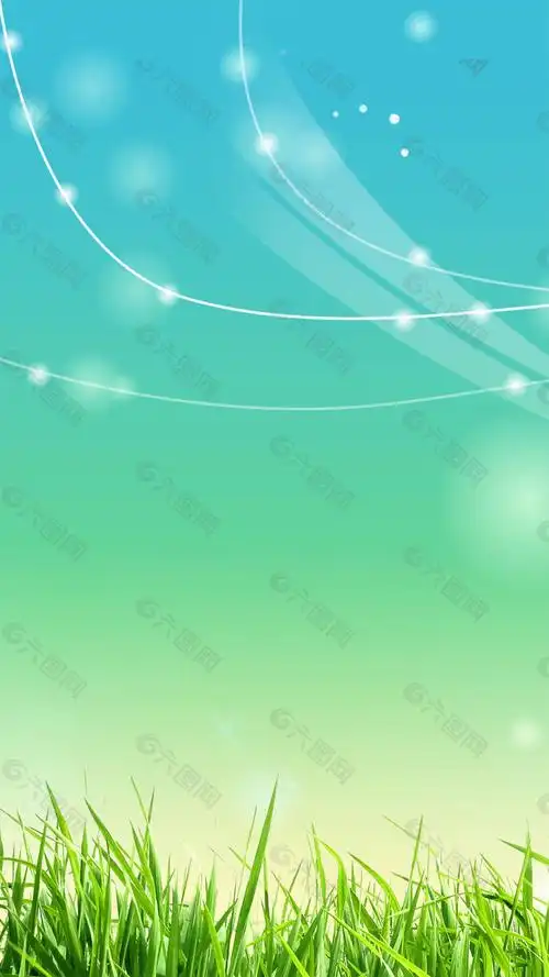 清新草地线条h5背景素材