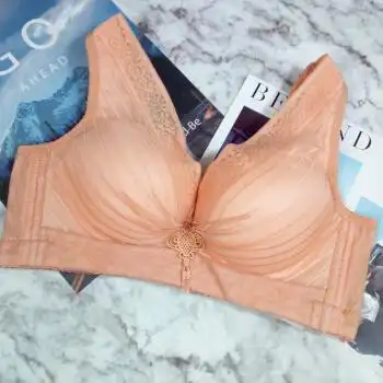 调整型全罩杯女士薄模杯内衣大码文胸薄款小胸厚款 性感 65卡其 80b