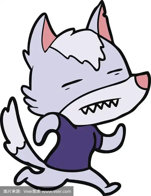 狼,牙齿,卡通,可爱的,垂直画幅