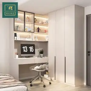 beauty/西理 现代书桌书架一体卧室转角衣柜书桌组合简约电脑桌