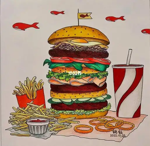 美食涂色巨无霸汉堡