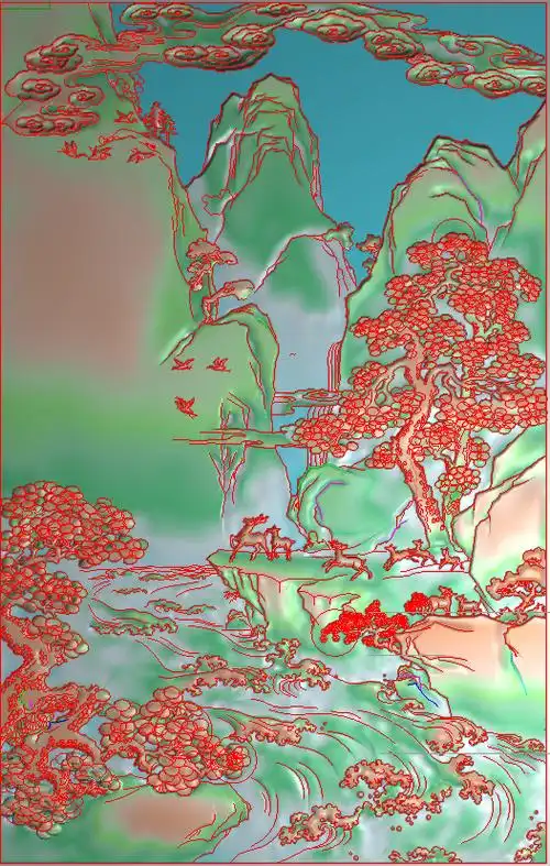 雕龙客精雕图库网_ssfj122-jdp格式中式山水风景浮雕图山水风景电脑