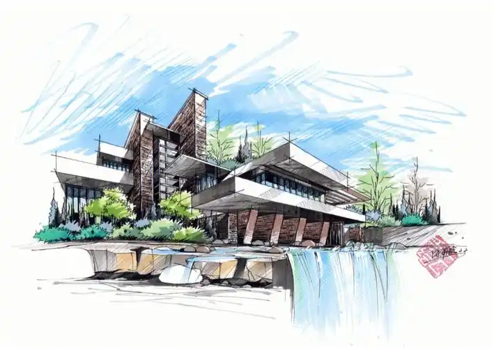 马克笔  #手绘  #建筑手绘  #别墅设计