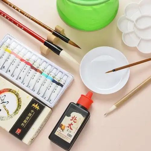 小学生国画工具套装初学者工笔写意山水回忆画中国画工具套装颜料