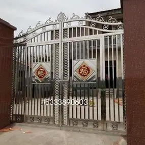 304不锈钢庭院门围墙大门农村铁艺门别墅门对开门小区院子户外