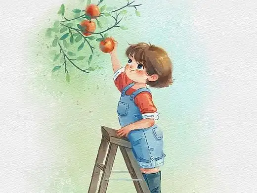 摘苹果的女孩