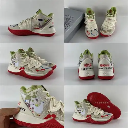 欧文5代篮球鞋笑脸埃及上帝之眼涂鸦奶油黑白男女款气垫耐磨战靴6