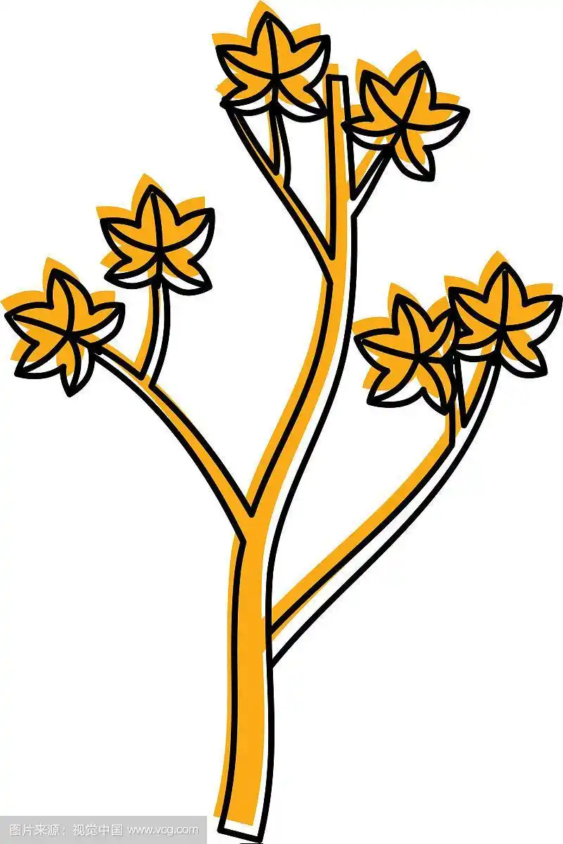 卡通树的树枝上自然有浆果