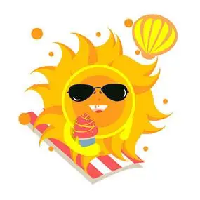 太阳拟人拿冰激凌卡通