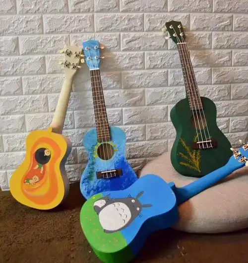 厂家批发21寸diy尤克里里手工制作彩绘材料包儿童便携式启蒙乐器