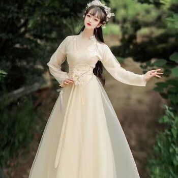 细熙白色汉服女古装夏款改良版连衣裙超仙气中国风广袖流仙裙古风夏季