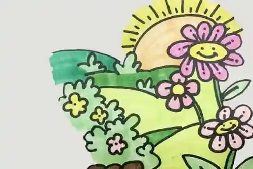 花园简笔画图片大全彩色儿童 花园简笔画简单怎么画