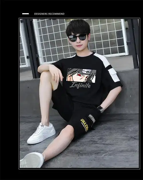 11岁初中生t恤13短袖t恤男孩运动15套装男高中初中学生16岁青少年帅气