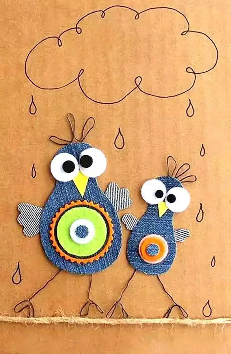 旧牛仔裤千万不要扔,变成童趣可爱的布贴画,超酷的!