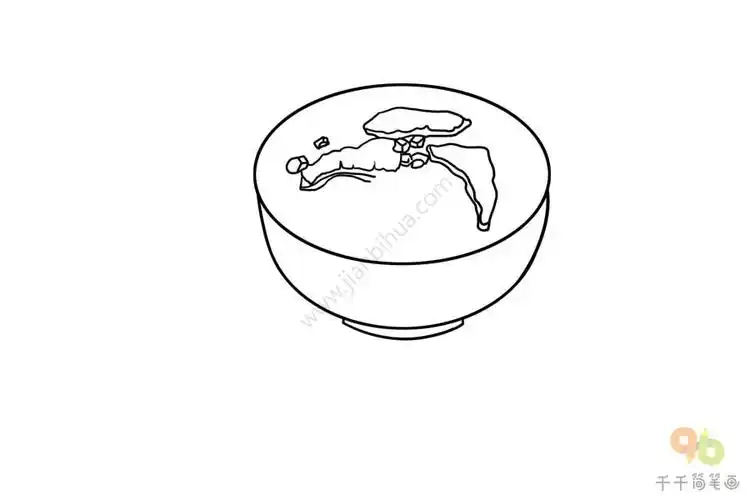 陕西美食牛羊肉泡馍简笔画