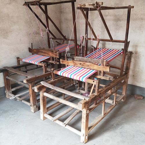 民俗物件手工老式织布机民间老纺车农具纺织机收藏家饰软装搭配套装