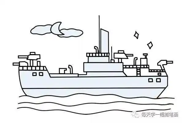 幼儿学画军舰简笔画图片大全一组炮船简笔画图片卡通轮船简笔画图片