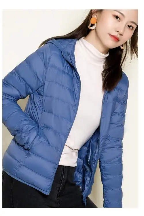 反季清仓雅鹿羽绒服女轻薄短款2020年新款秋冬90白鸭绒外套 普兰(连帽